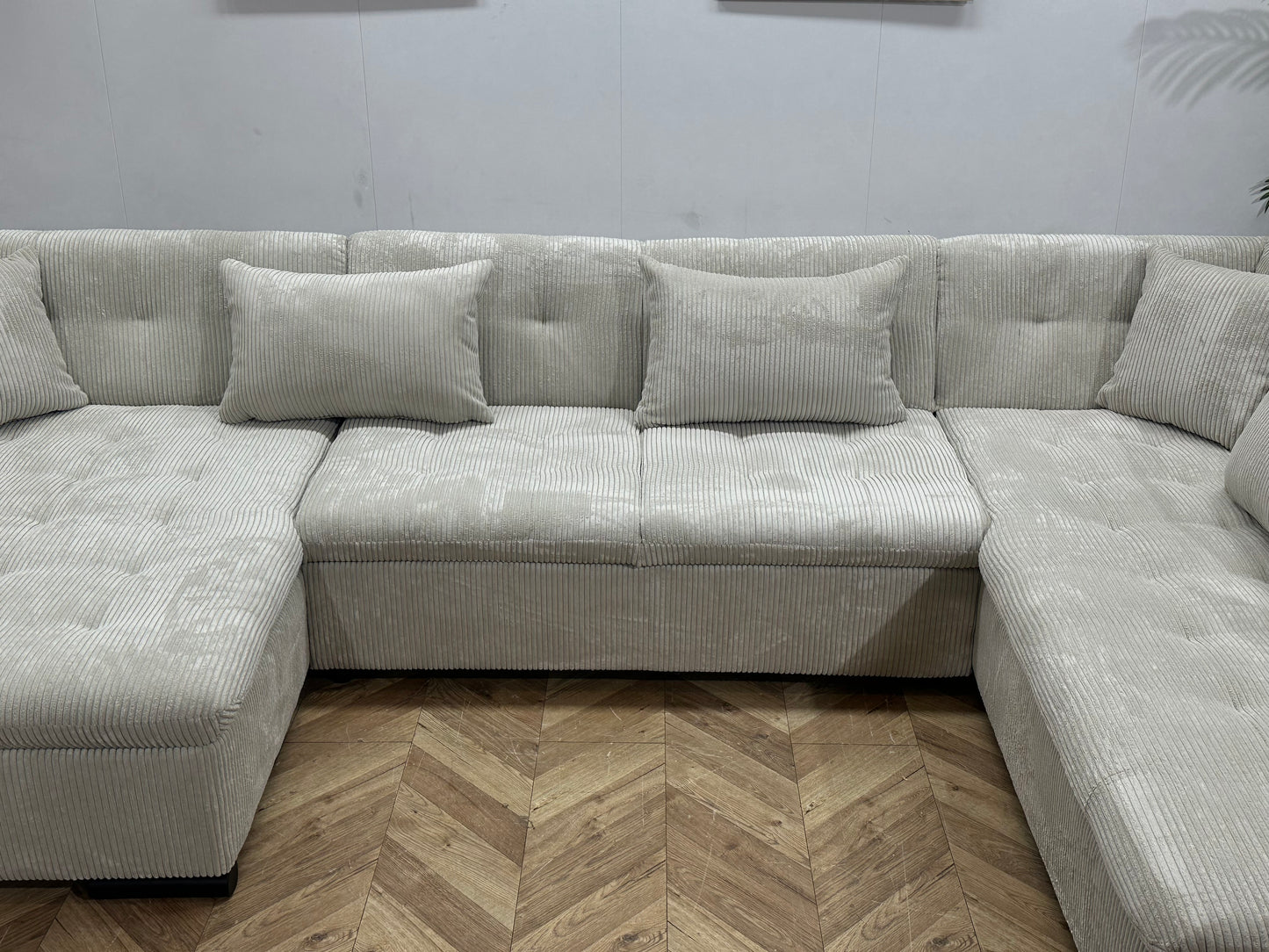 !Showroommodel! Witte Ribstof U Bank