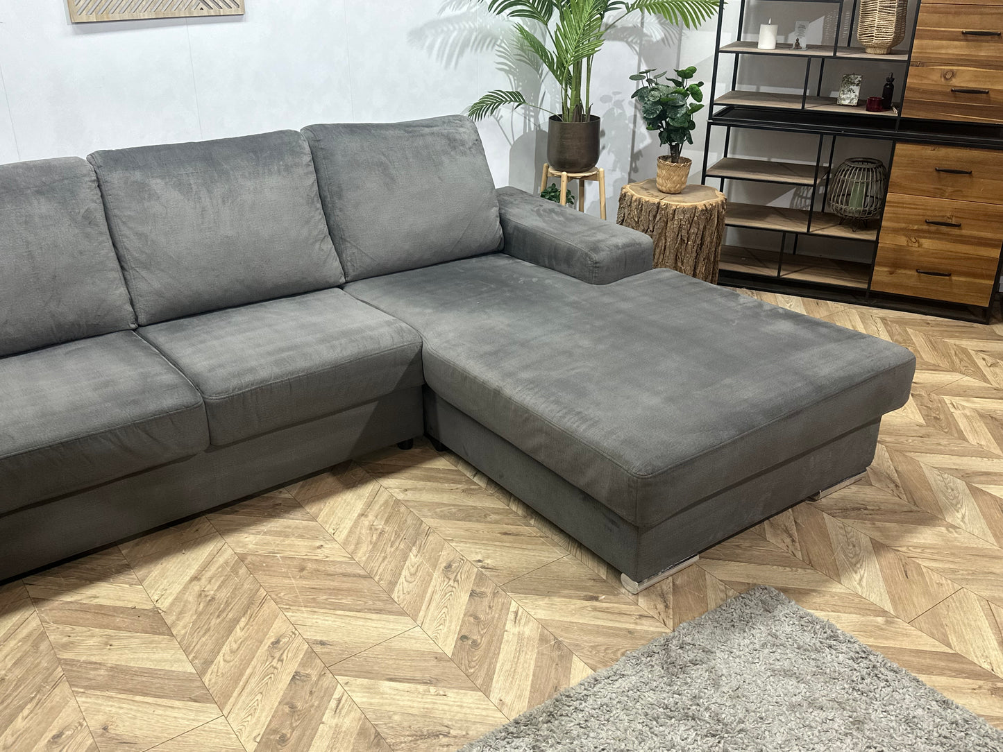 Antraciet Velvet U Bank ~ Losse Rugkussens Met Afneembare Hoezen