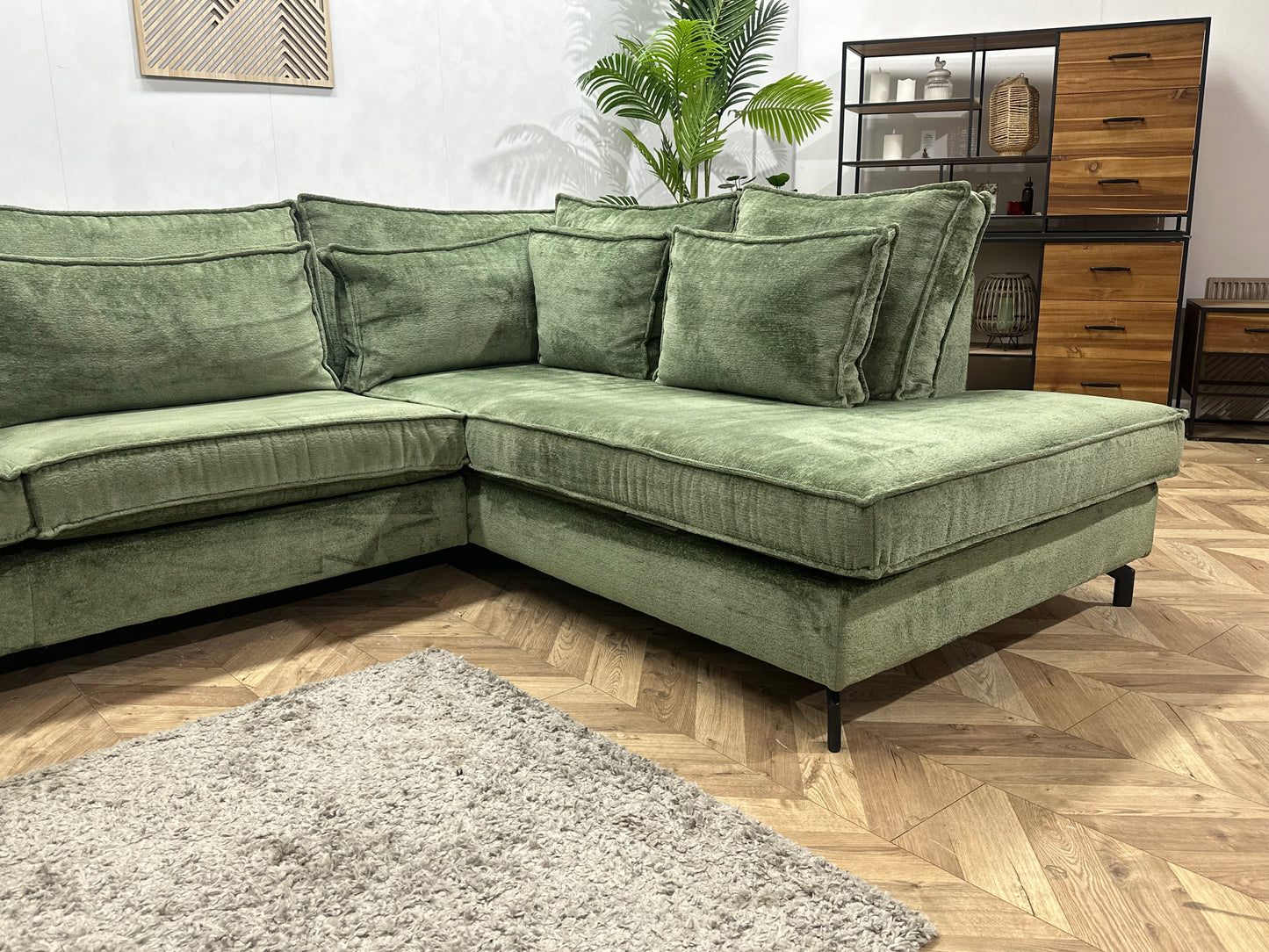 Groene Cremona Stoffen Hoekbank ~ Nieuwstaat