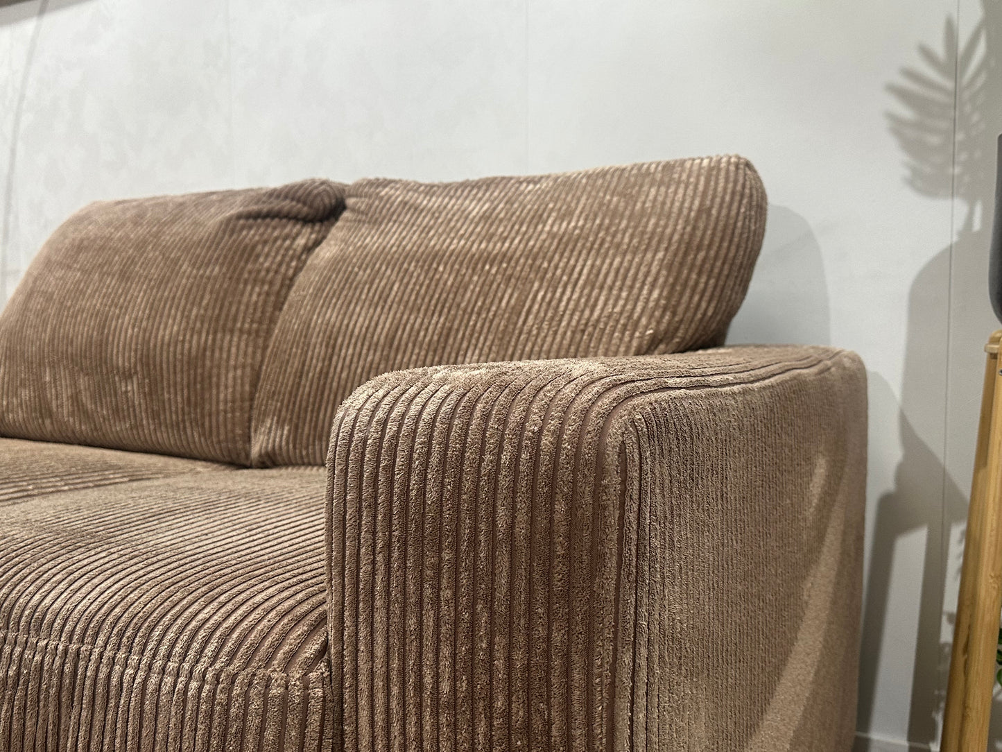 Bruine Ribstof Banken Set ~ Vaste Kussens