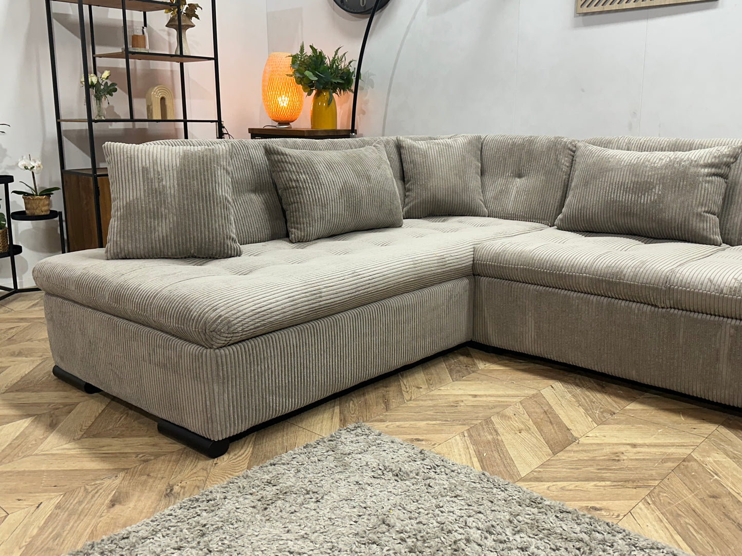 !Showroommodel! Licht Bruine Ribstof U Bank