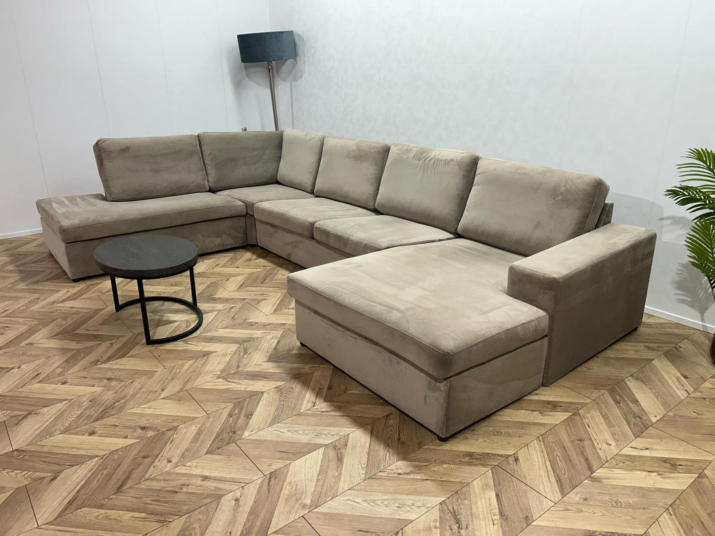 Beige Velvet U Bank ~ Losse Kussens Met Afneembare Hoezen