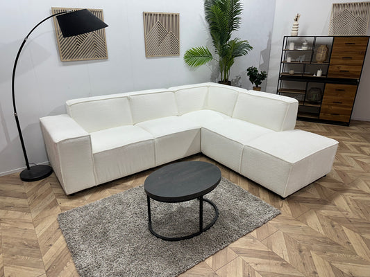 !Showroommodel! Witte Bouclé Stoffen Hoekbank