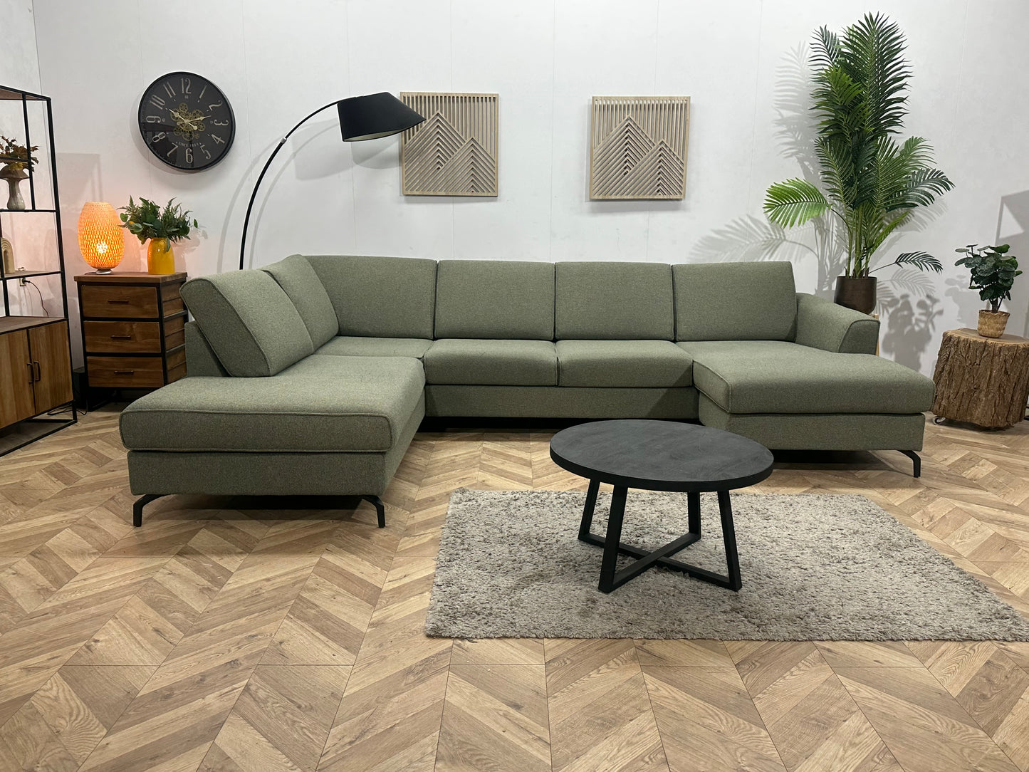 H&H Grijze U Bank ~ Losse Kussens Met Afneembare Hoezen