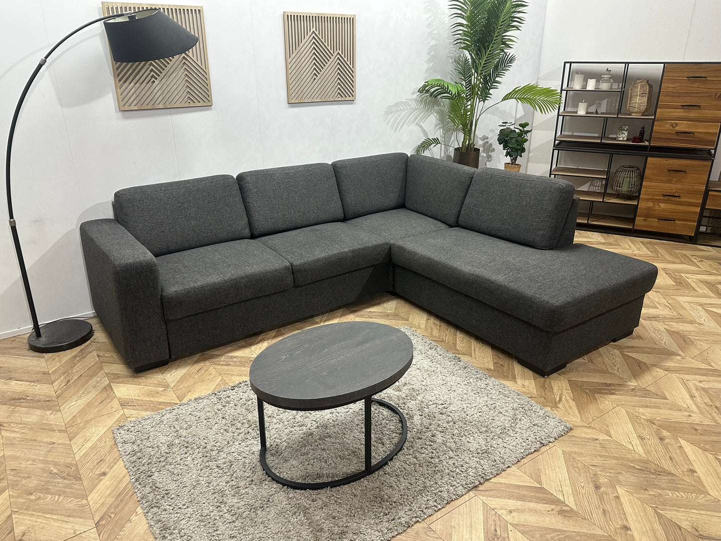 Antraciet Hoekbank ~ Losse Rugkussens met Afneembare Hoezen