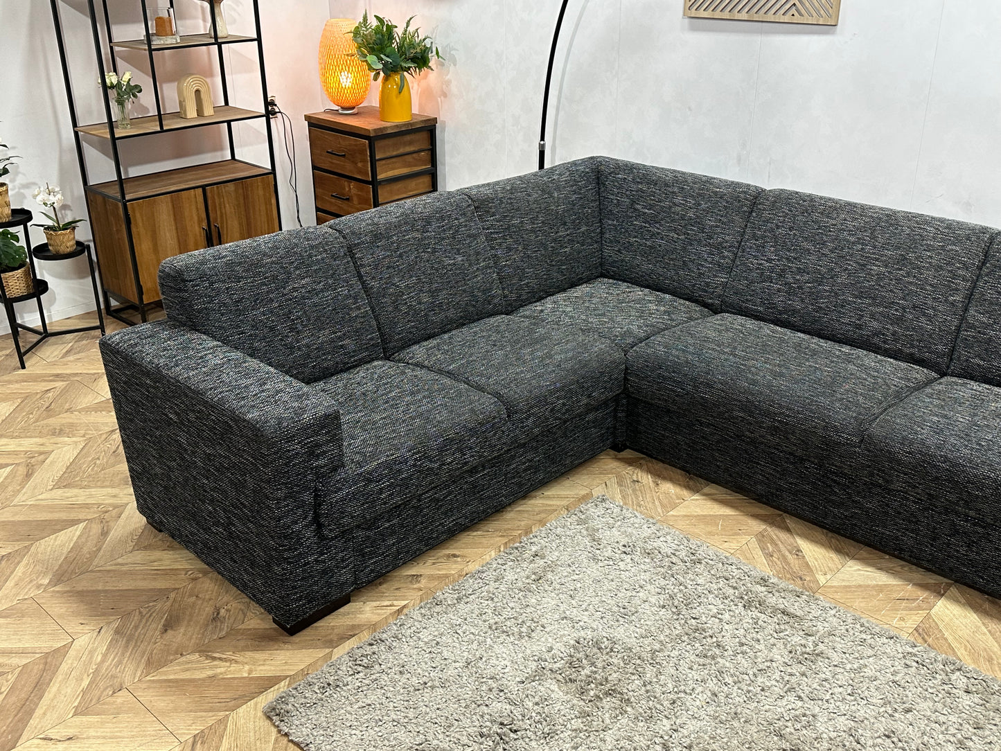 Antraciet Hoekbank ~ Vaste Kussens
