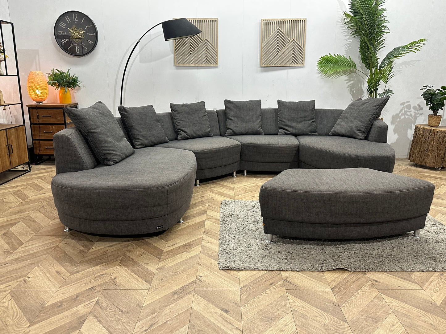 Lamonta Antraciet Design U Bank Inc Hocker ~ Losse Rugkussens Met Afneembare Hoezen