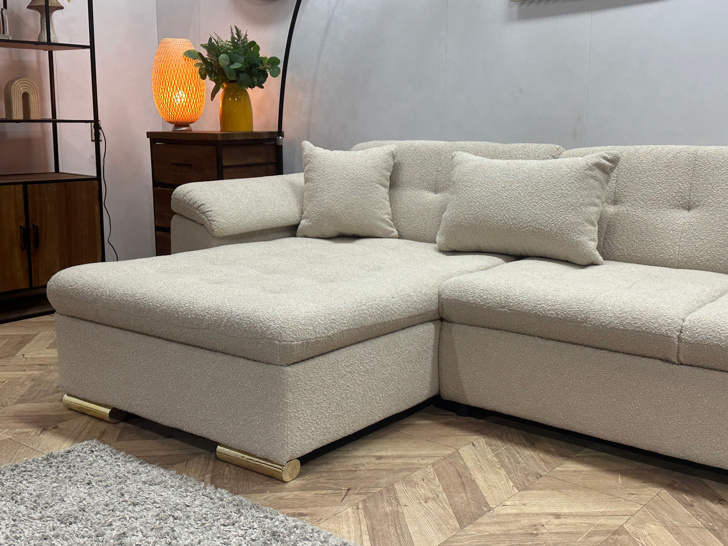 !Showroommodel! Witte/Crème Bouclé U Bank