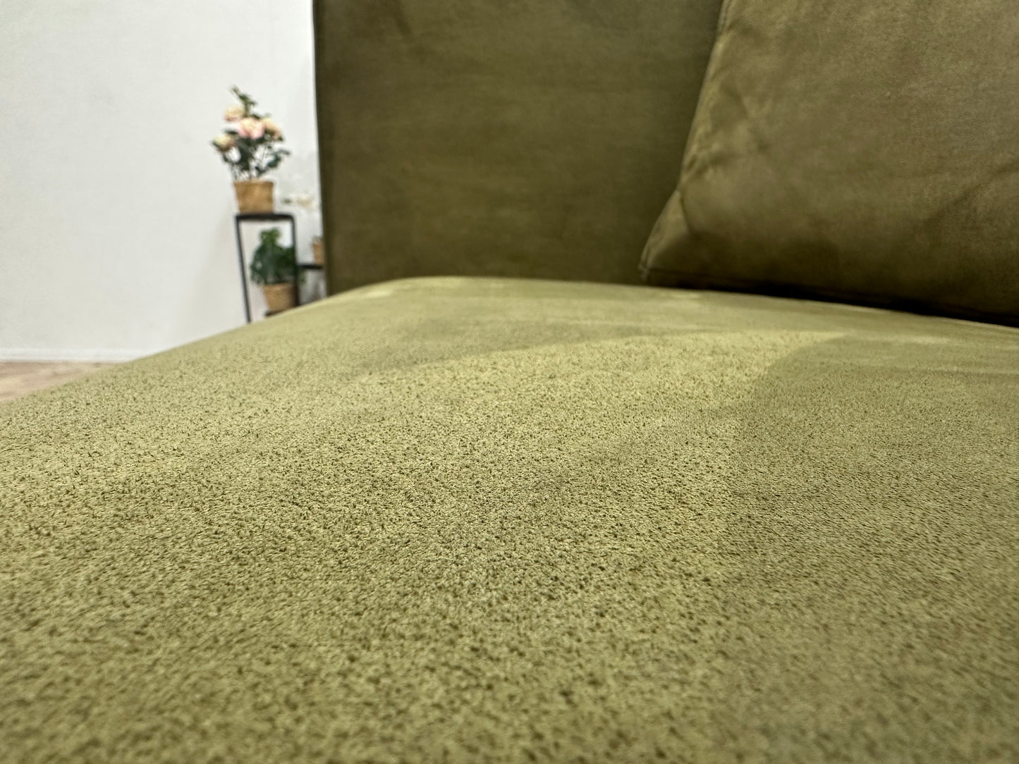 Donker Groene Suède Stoffen 2.5-Zits Bank ~ Vaste Kussens