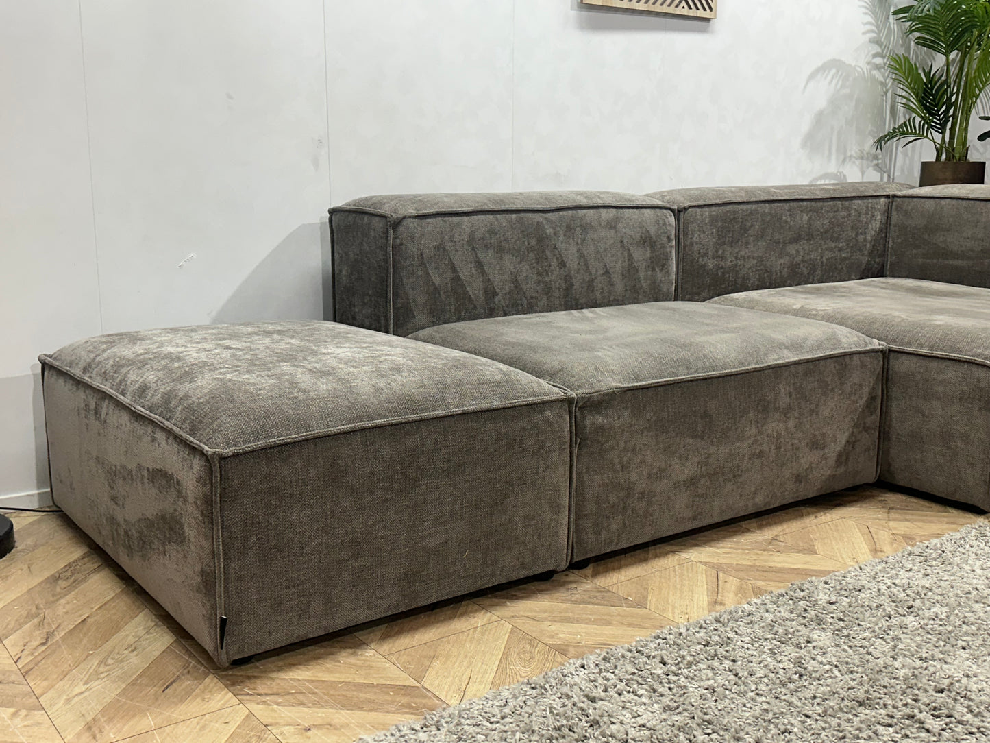 Nous Living Antraciet Suède Stoffen Hoekbank ~ Nieuwstaat