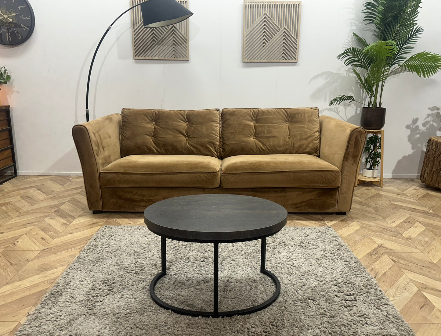 Licht Bruine Velvet Ruime 2.5-Zits Bank ~ Losse Kussens Met Afneembare Hoezen