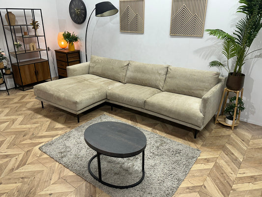 Crème Suède Stoffen Hoekbank ~ Losse Kussens Met Afneembare Hoezen