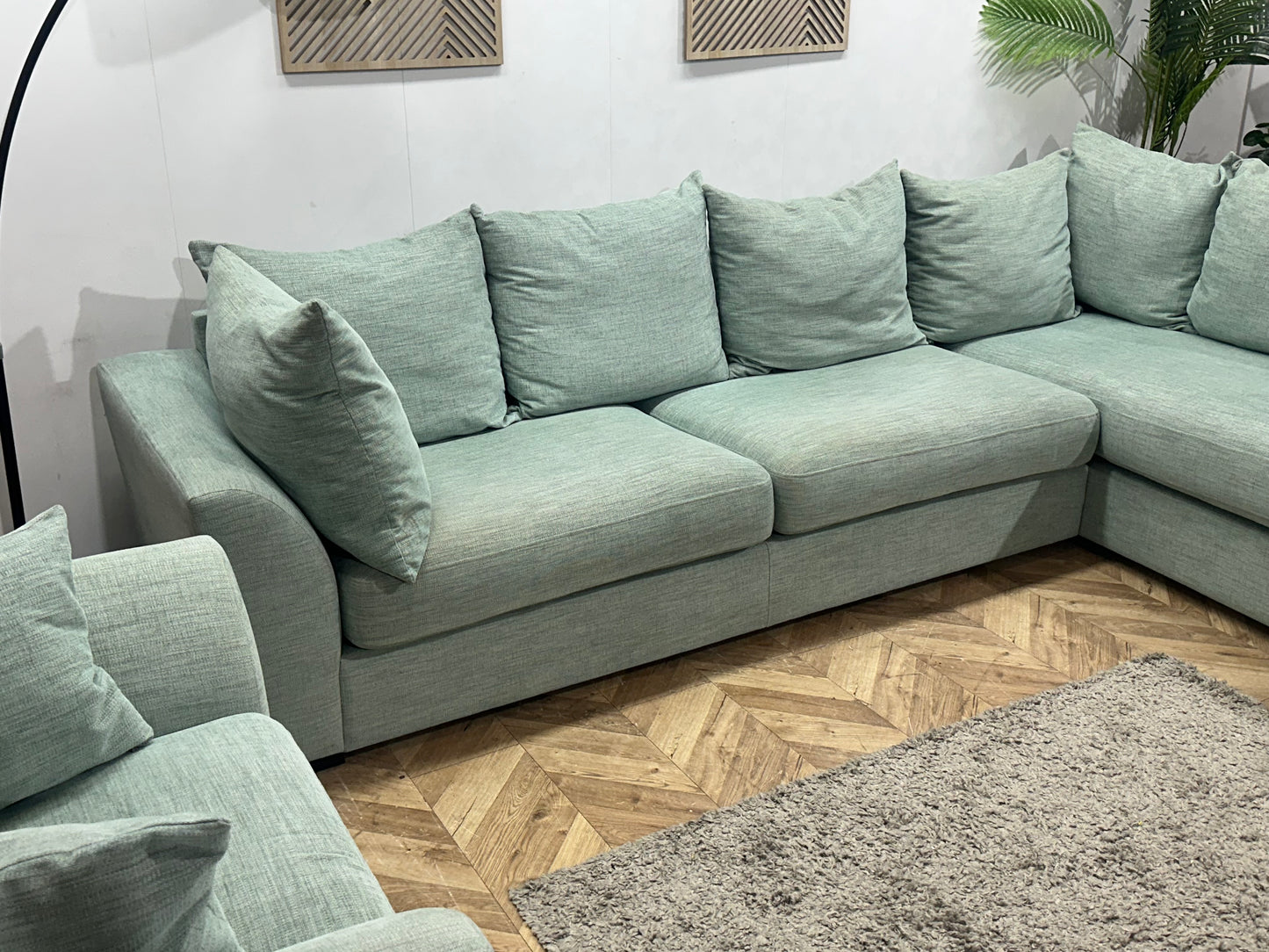 Burhens Licht Blauwe Ruime Hoekbank Inc Fauteuil ~ Losse Kussens Met Afneembare Hoezen