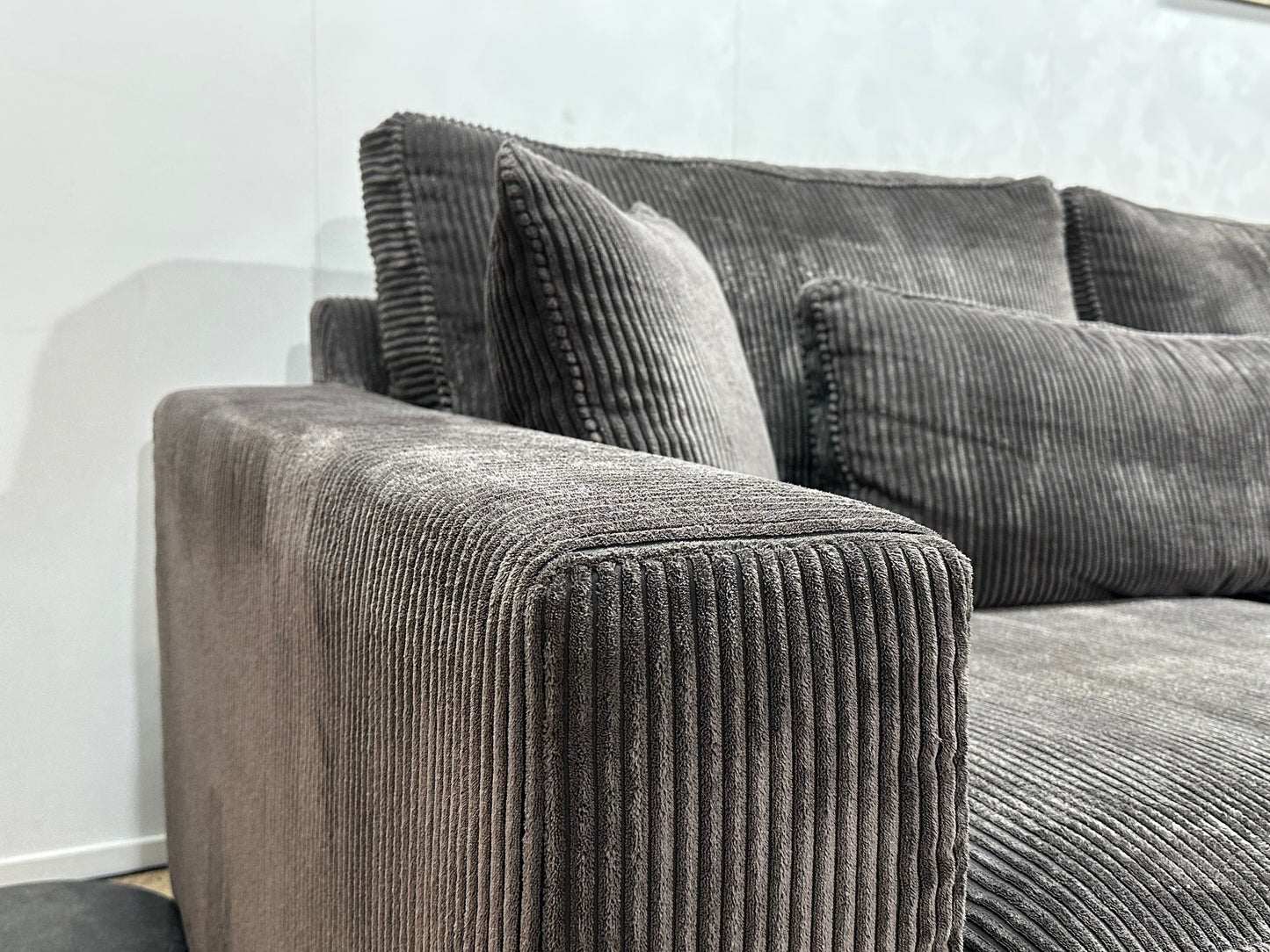 Antraciet Ribstof Hoekbank ~ Losse Kussens Met Afneembare Hoezen