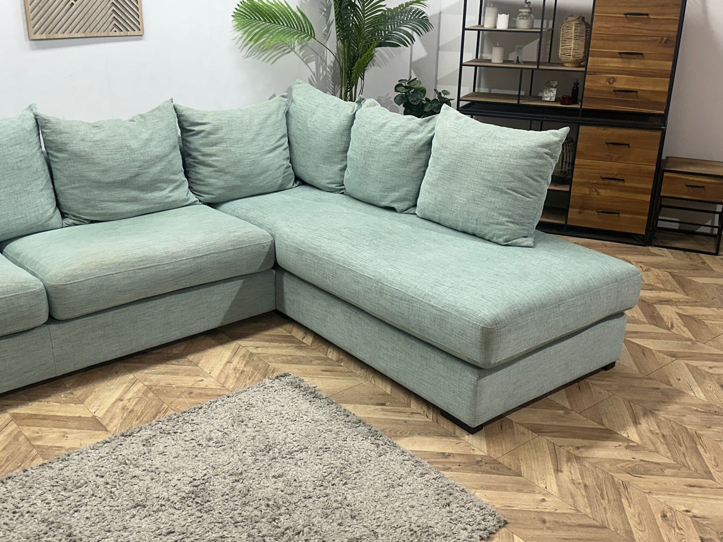 Burhens Licht Blauwe Ruime Hoekbank Inc Fauteuil ~ Losse Kussens Met Afneembare Hoezen