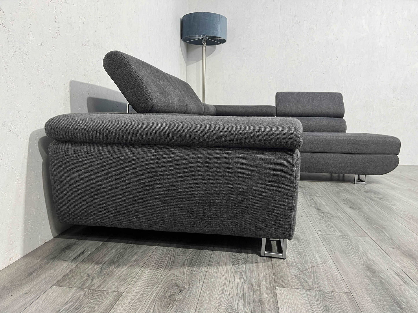 Antraciet Design Hoekbank ~ Verstelbare Hoofdsteunen
