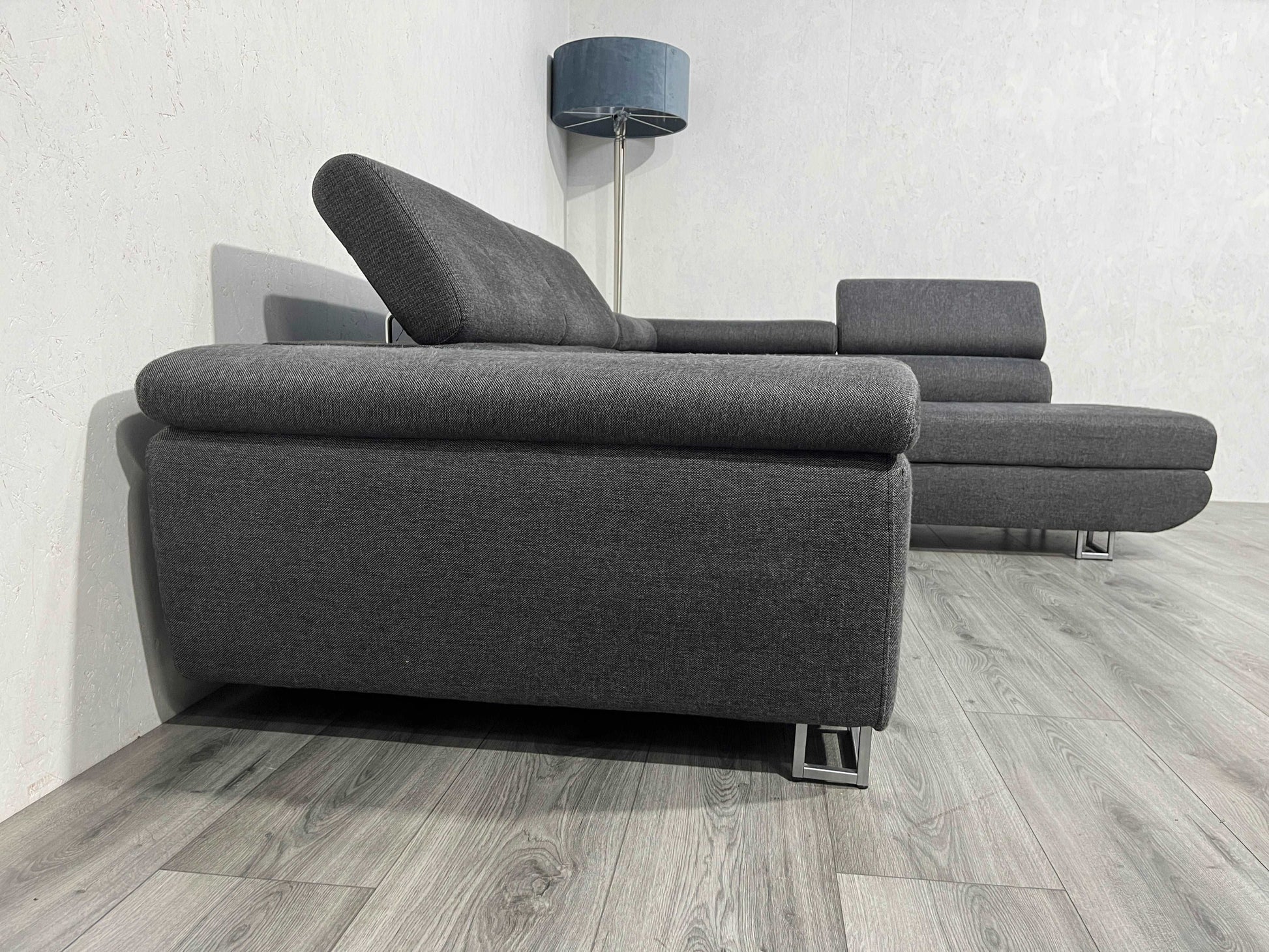 Antraciet Design Hoekbank ~ Verstelbare Hoofdsteunen