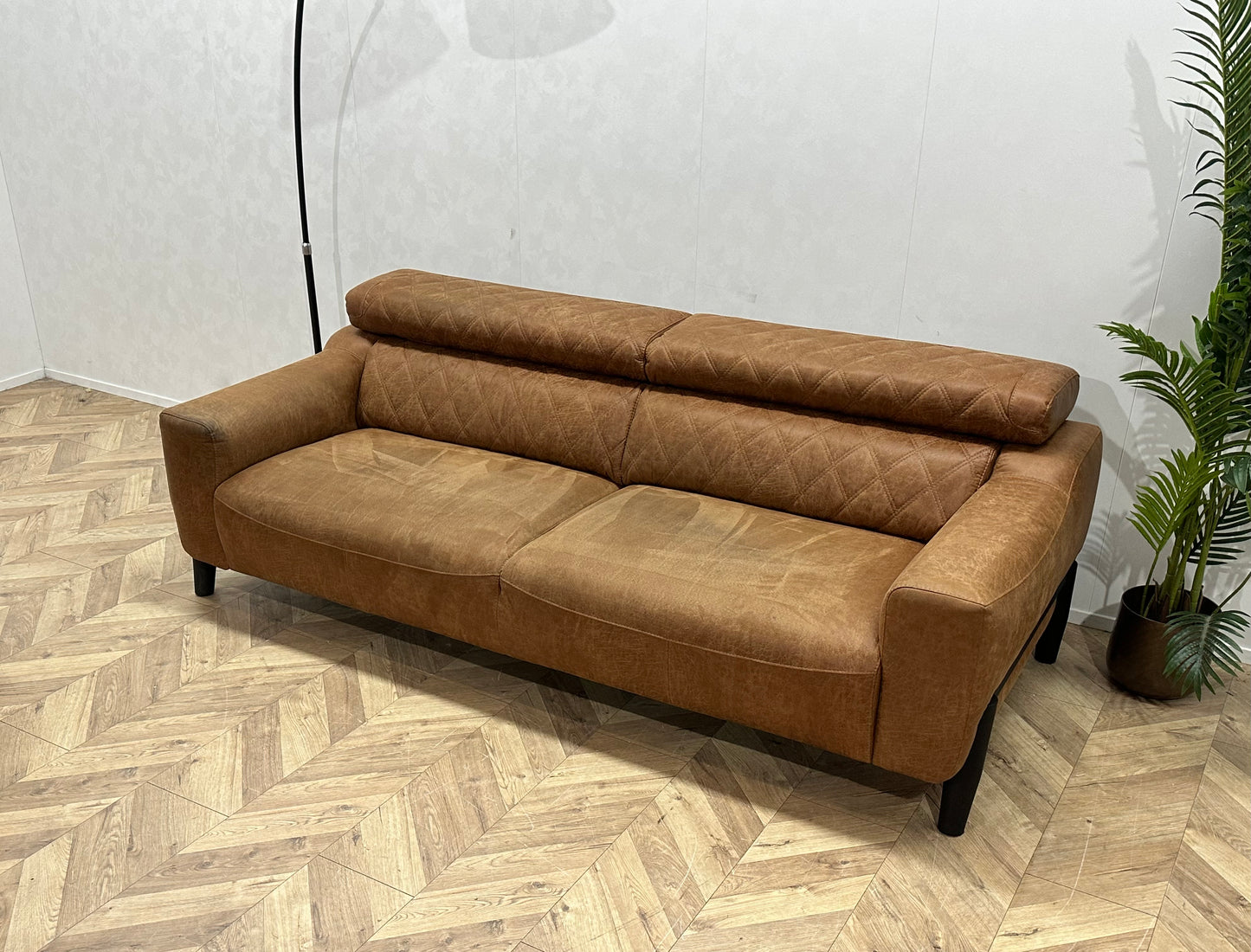 Cognac Bruine Suède Lederen Banken Set ~ Verstelbare Hoofdsteunen