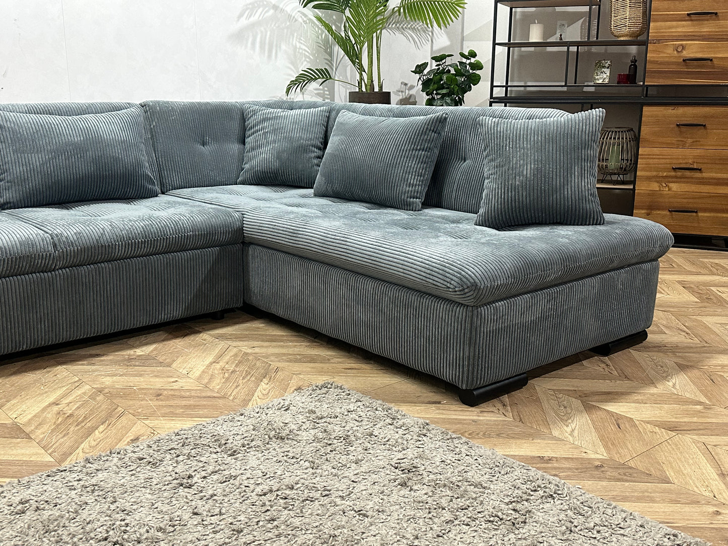 !Showroommodel! Grijze Ribstof U Bank