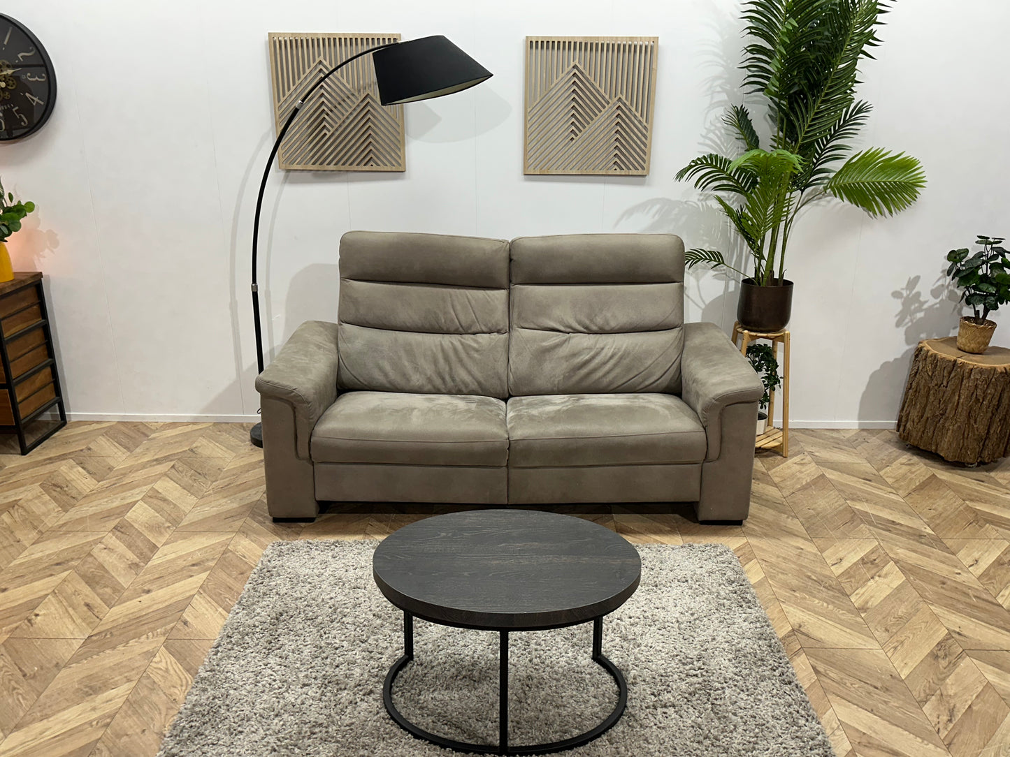 Grijze Suède Stoffen 2.5-Zits Bank ~ Vaste Kussens