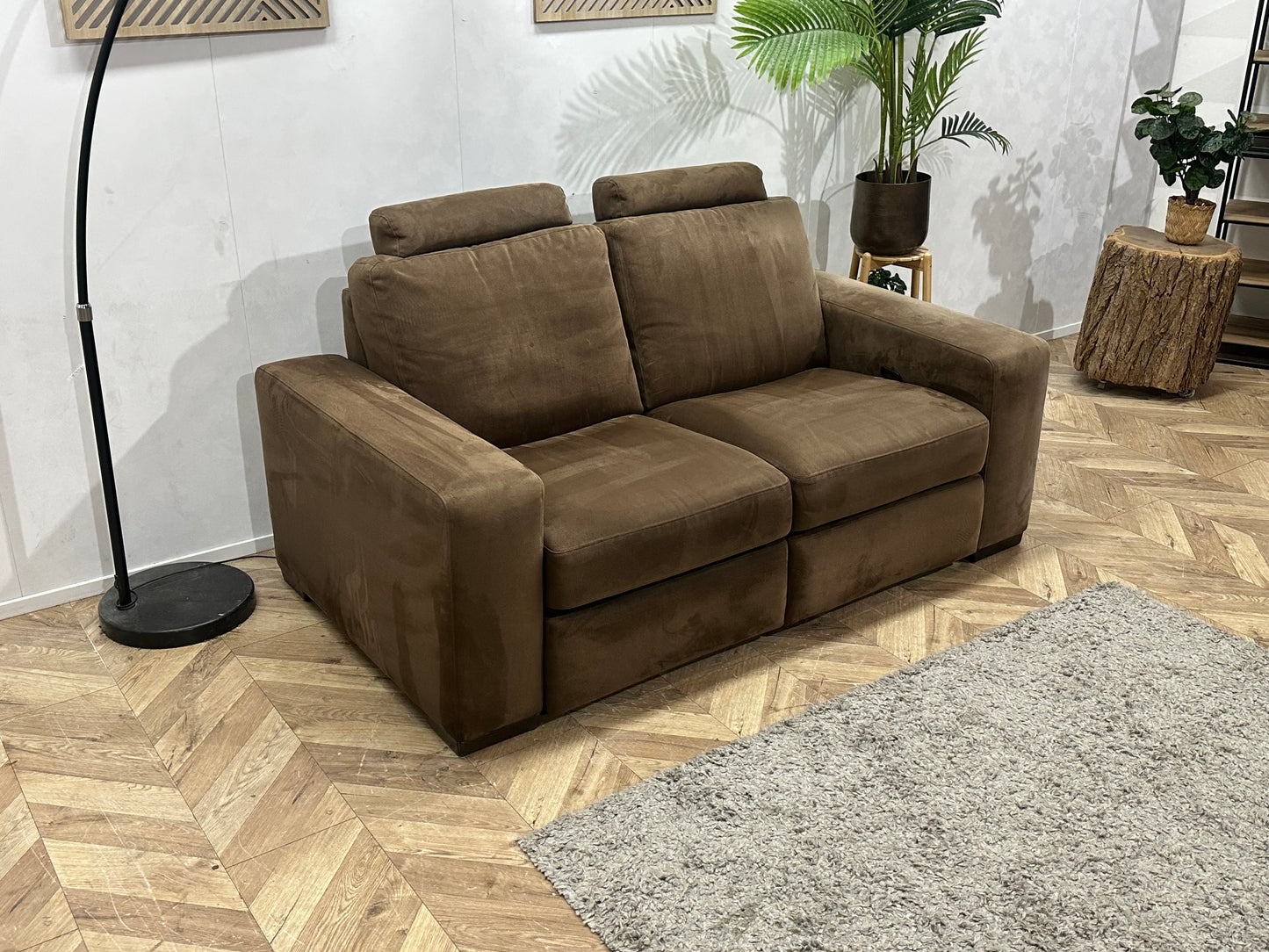 Bruine Velvet 2.5-Zits Bank ~ Relaxfunctie