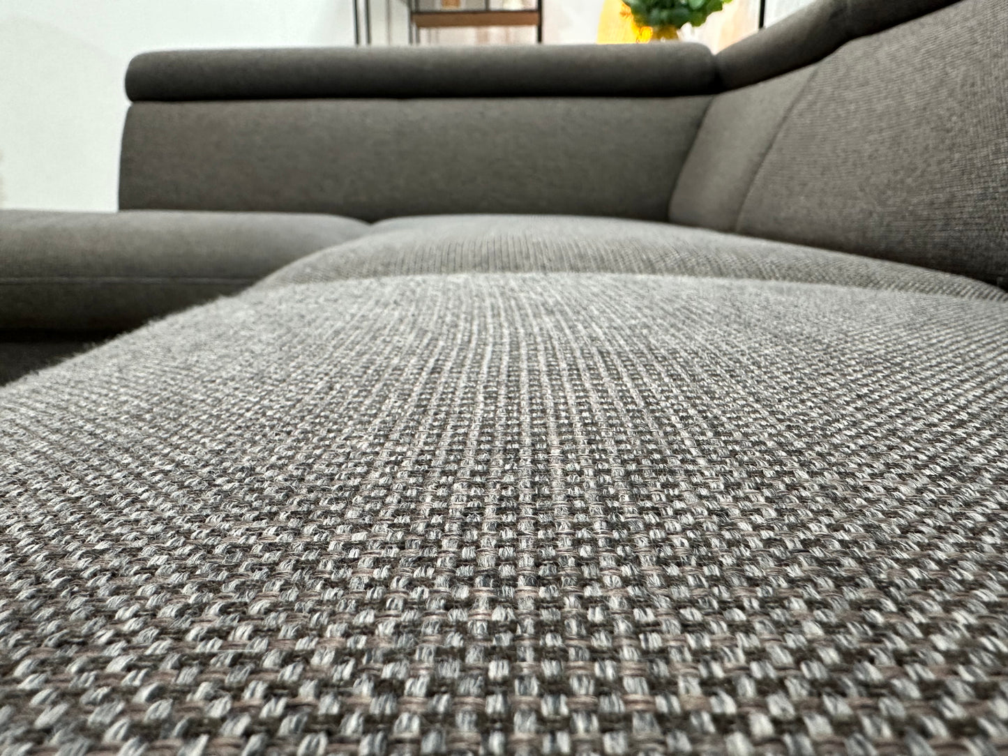 Bruine/Grijze Hoekbank ~ Verstelbare Arm/Hoofdsteunen