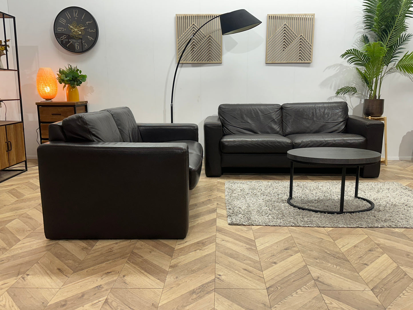 Bruine Echt Lederen Banken Set ~ Vaste Kussens