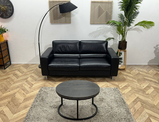 Blauwe Echt Lederen 2.5-Zits Bank ~ Geïmpregneerd