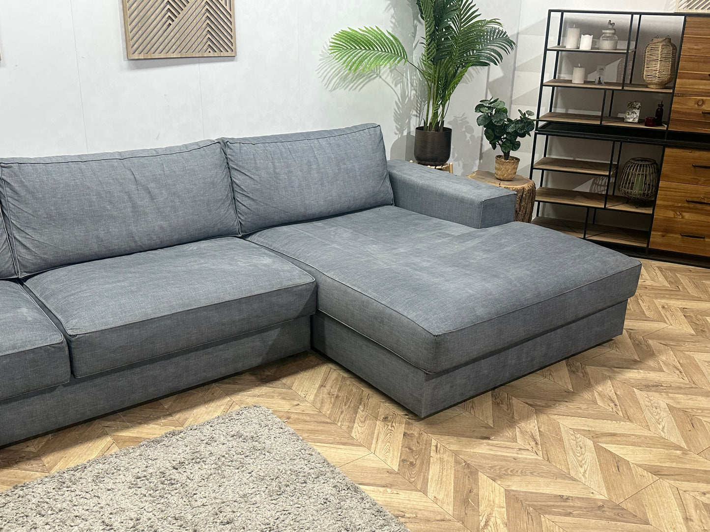 Room108 Grijze Ruime Velvet Hoekbank ~ Nieuwstaat