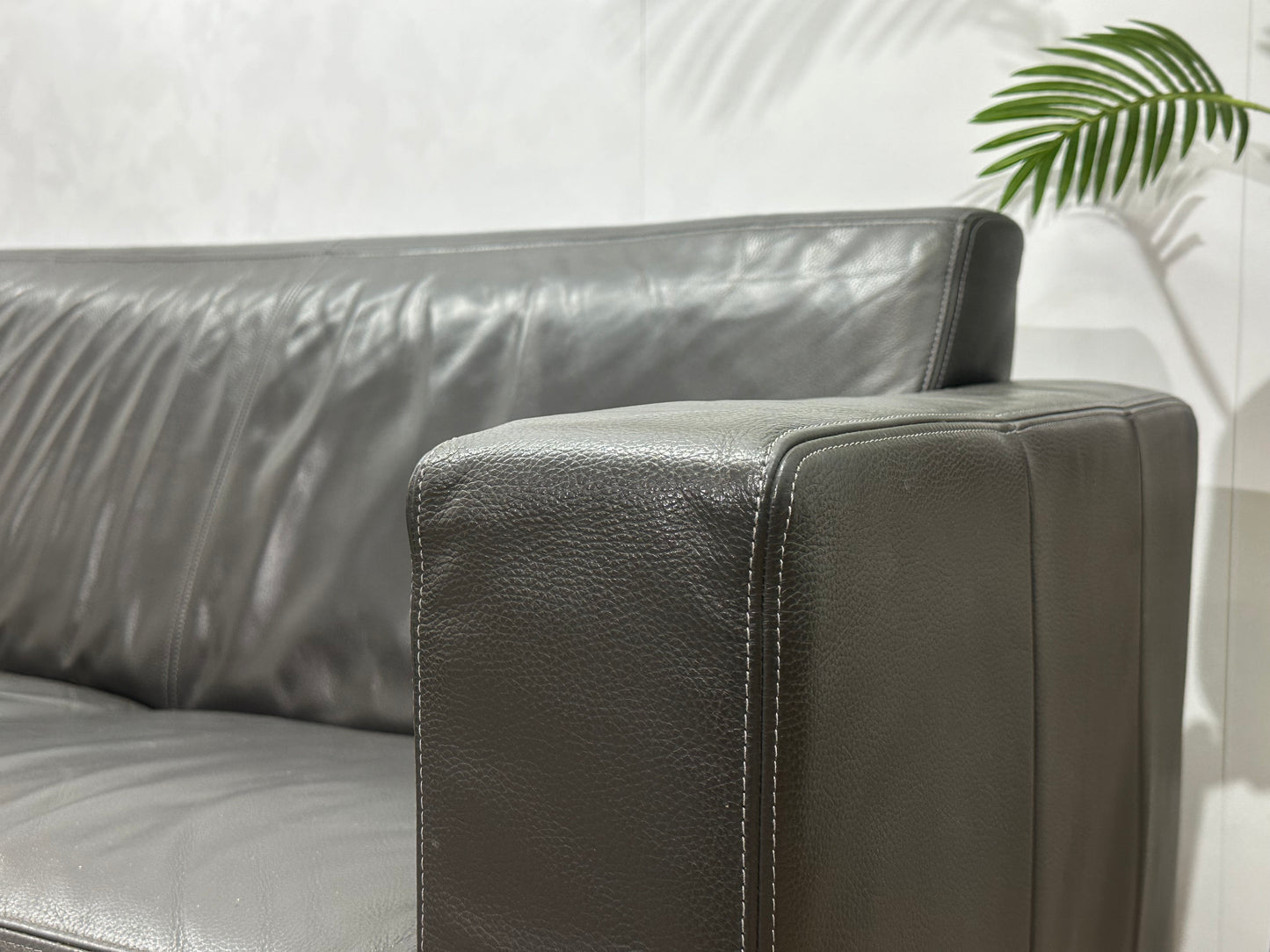 Montèl Antraciet Echt Lederen Hoekbank ~ Vaste Kussens