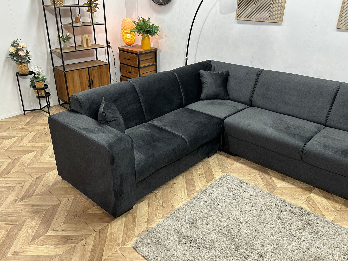 !Showroommodel! Zwarte Velvet Hoekbank