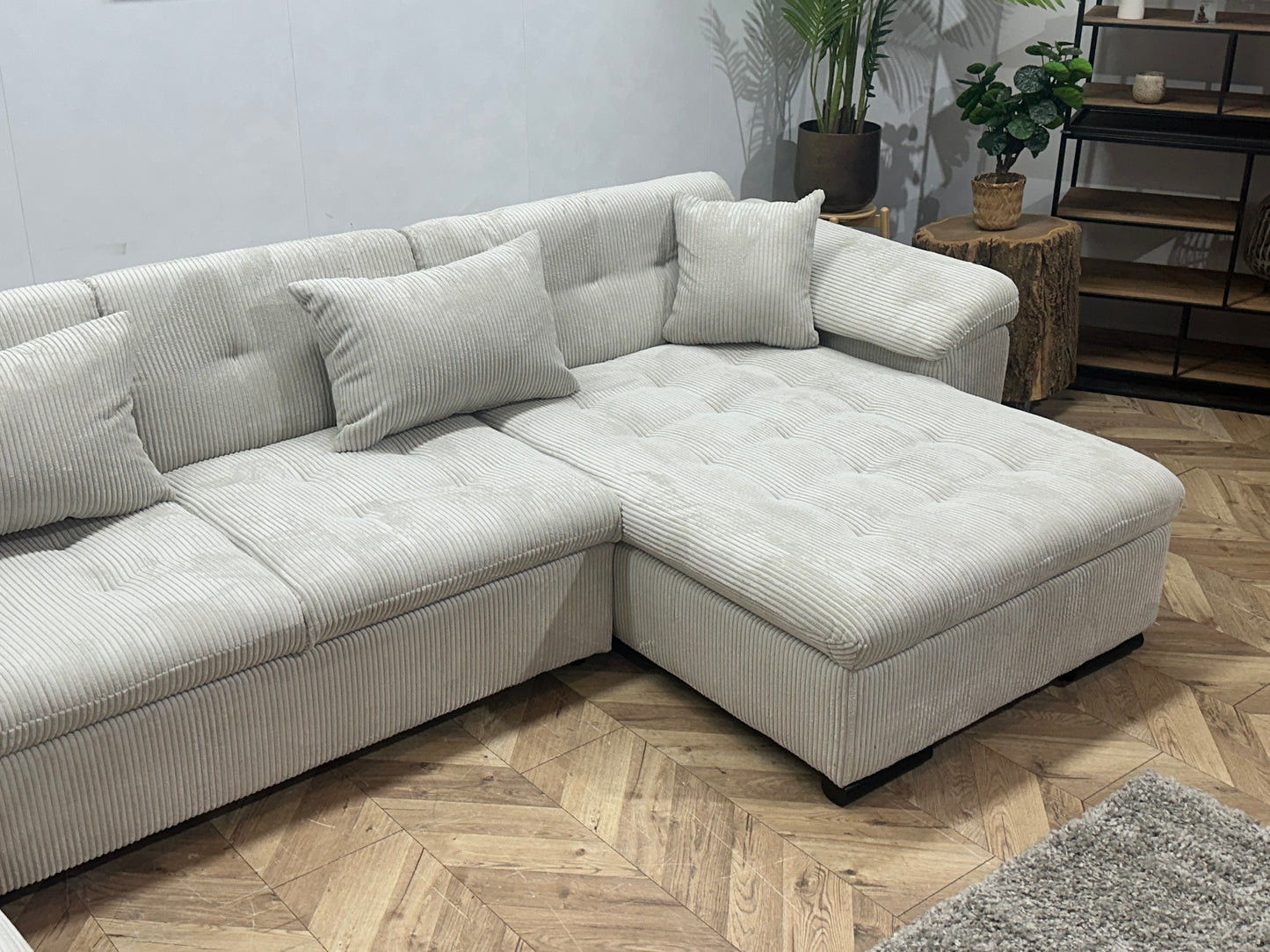!Showroommodel! Witte Ribstof U Bank