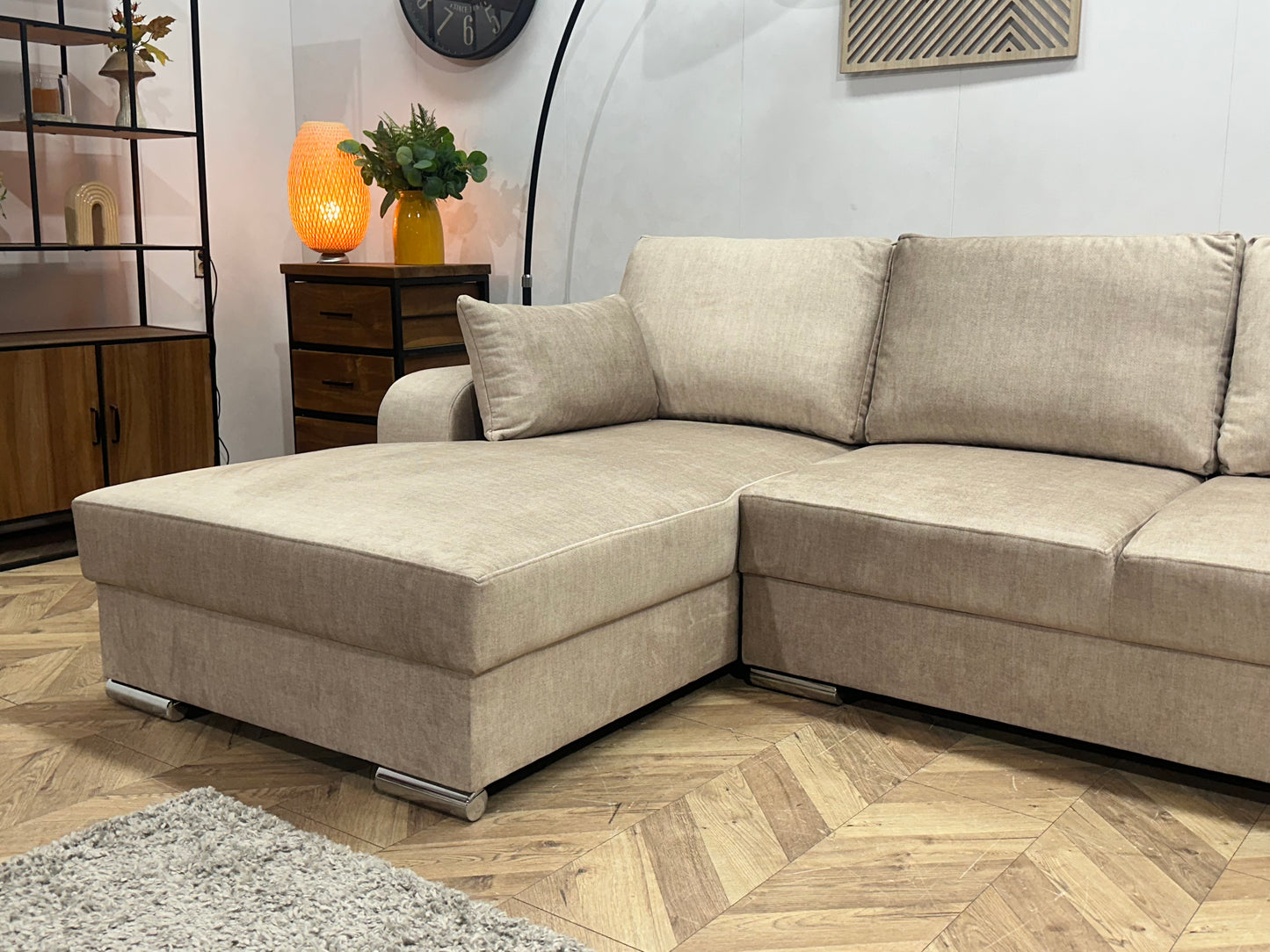 !Showroommodel! Beige Velvet U Bank