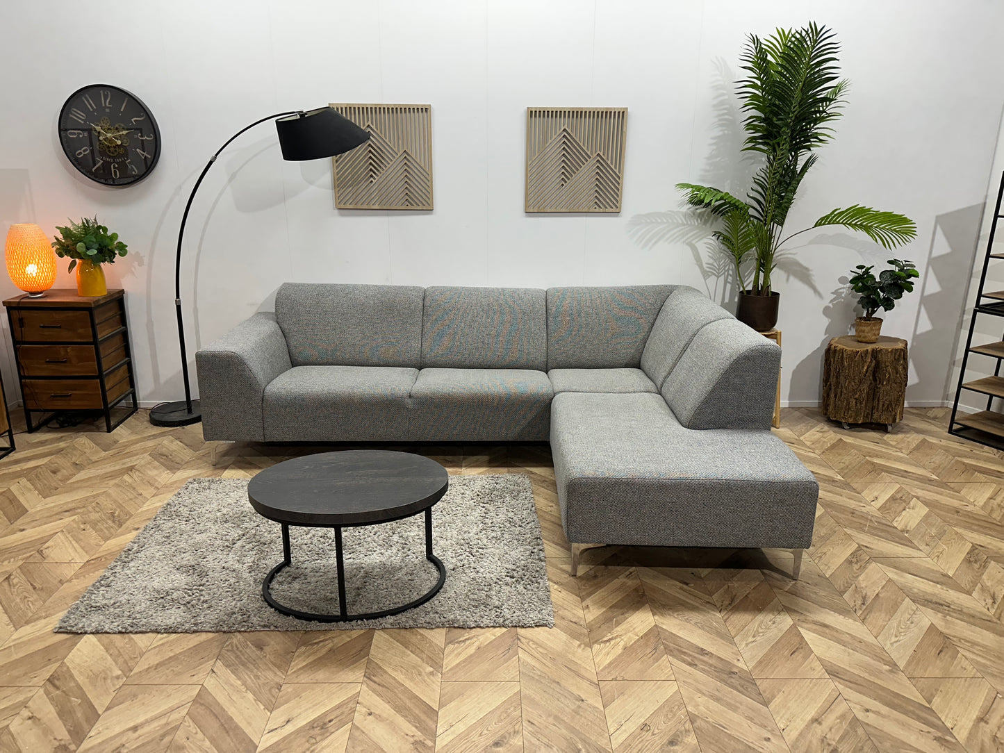 Grijze Hoekbank ~ Vaste Kussens