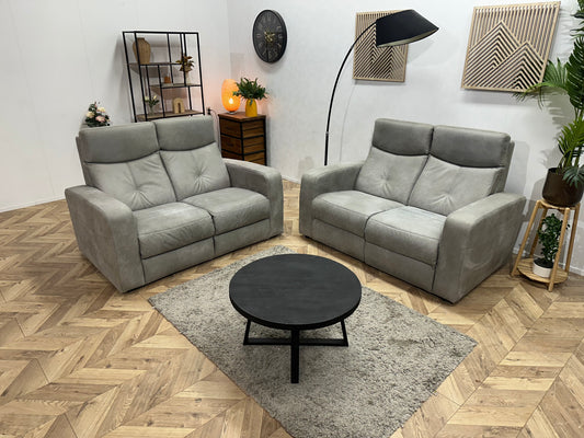 Licht Grijze Suède Stoffen Banken Set ~ Vaste Kussens