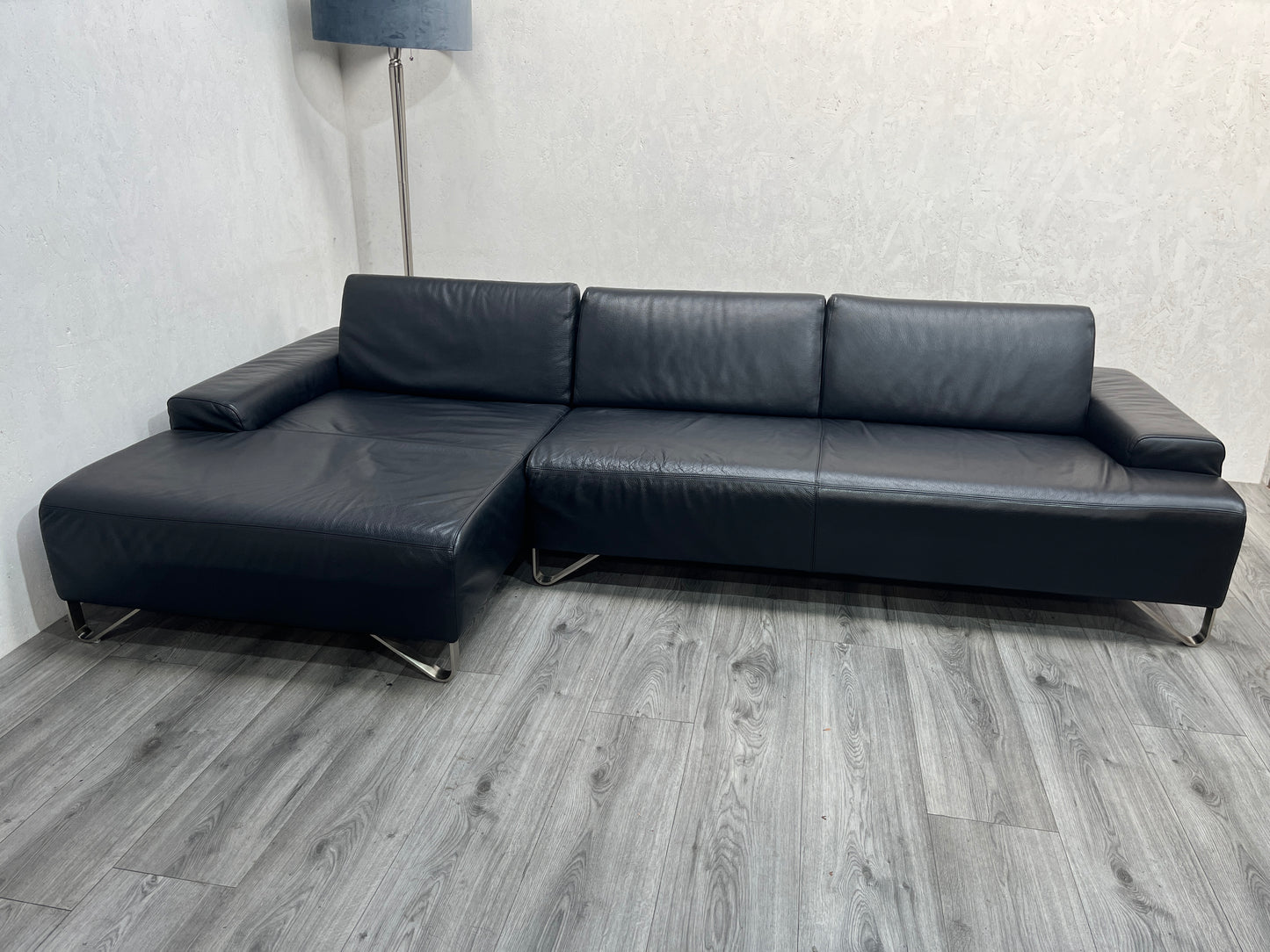Zwarte Echt Lederen Natuzzi Hoekbank ~ Verstelbare Rugleuningen