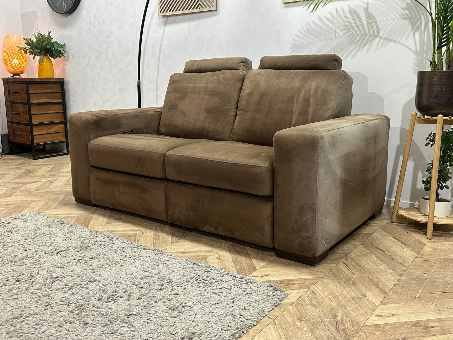 Bruine Velvet 2.5-Zits Bank ~ Relaxfunctie