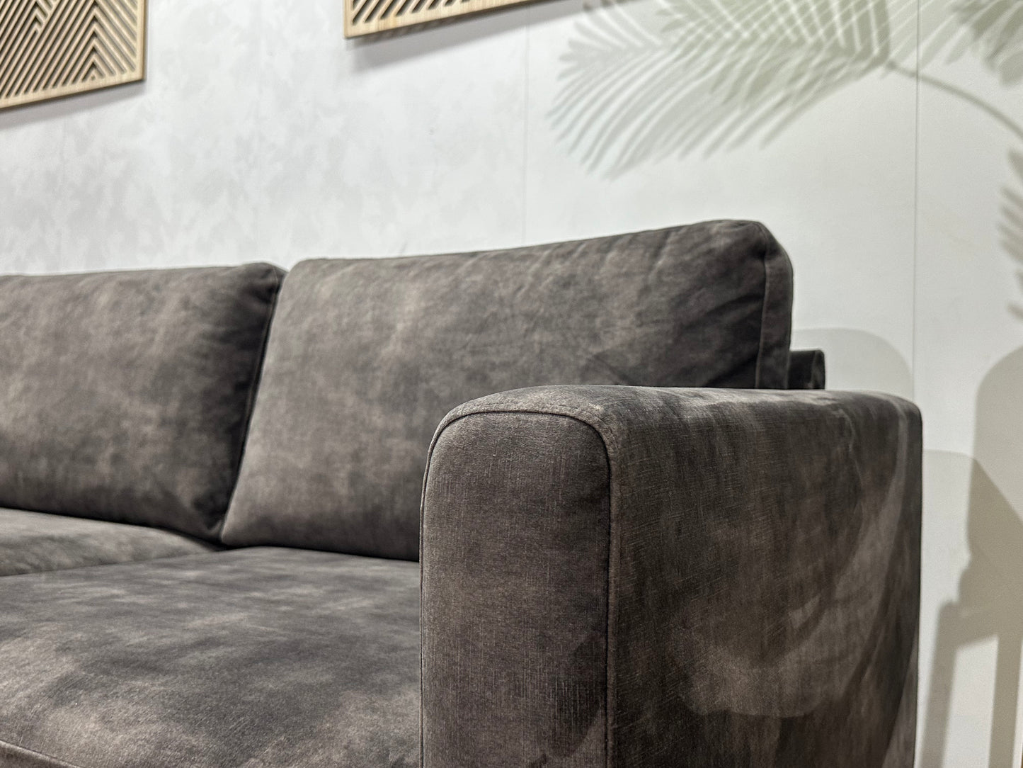 Antraciet Velvet Hoekbank ~ Losse Kussens Met Afneembare Hoezen