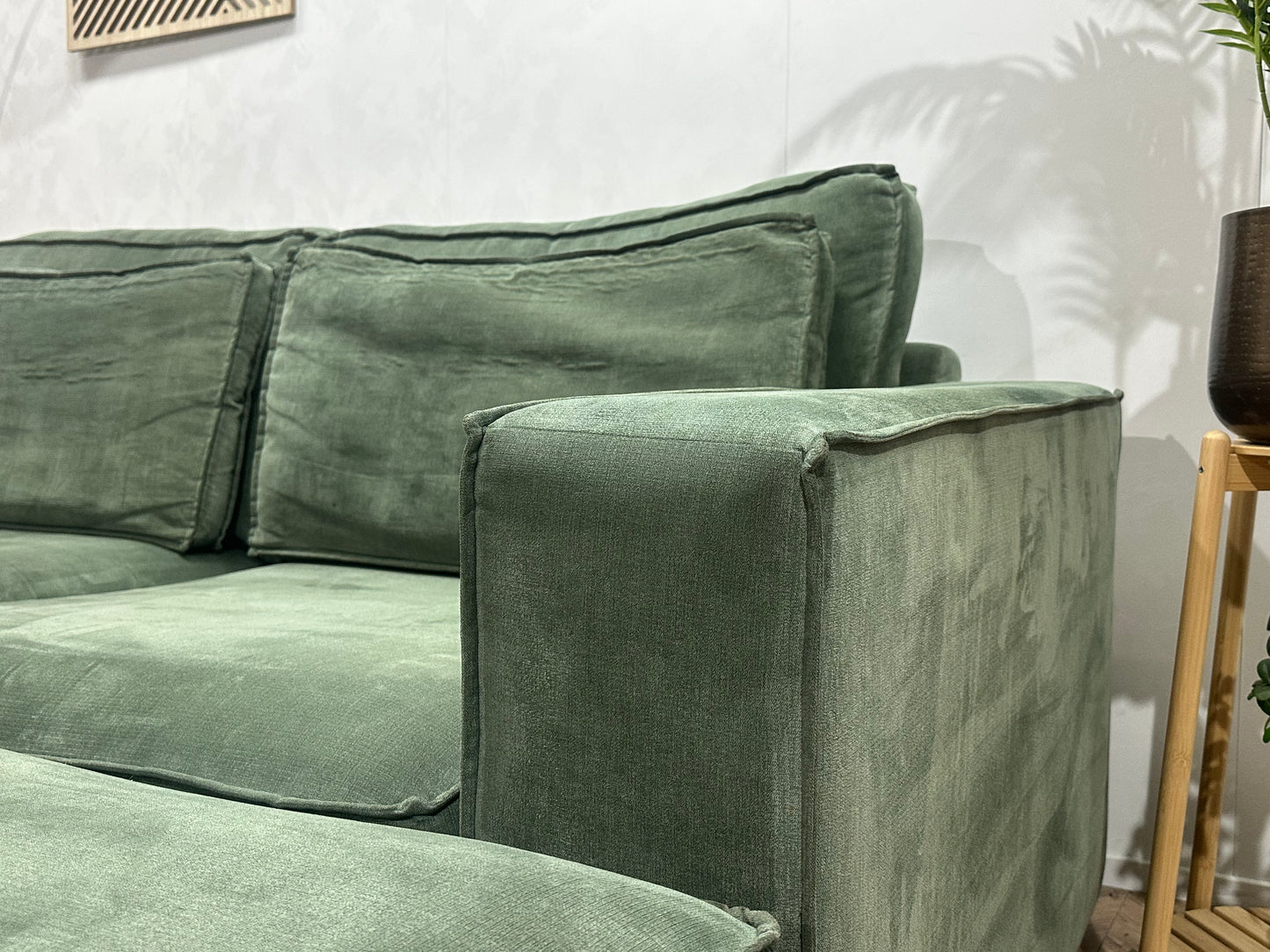Label 67 Groene Suède Stoffen Hoekbank ~ Meerdere Opstellingen