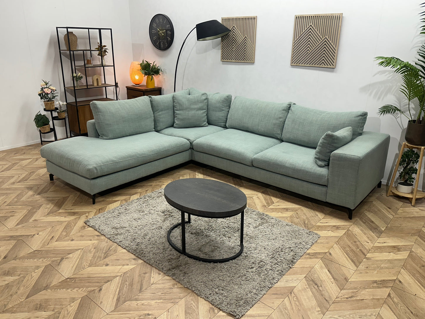 Licht Blauwe Hoekbank ~ Losse Kussens Met Afneembare Hoezen