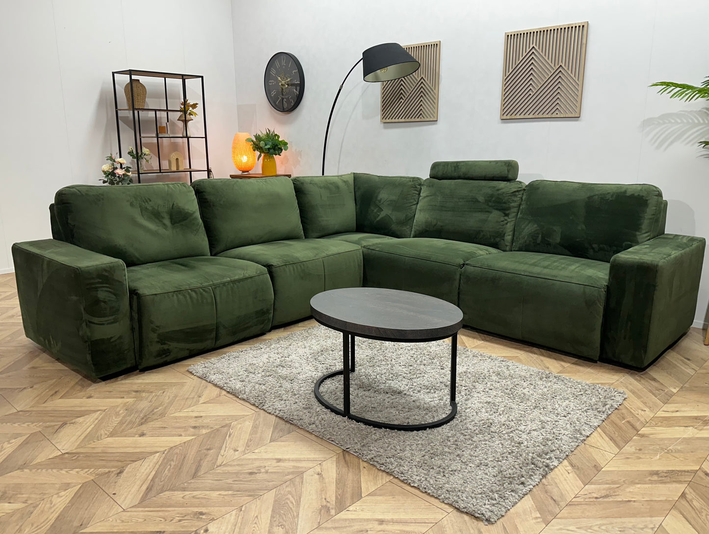 Groene Velvet Hoekbank ~ Nieuwstaat