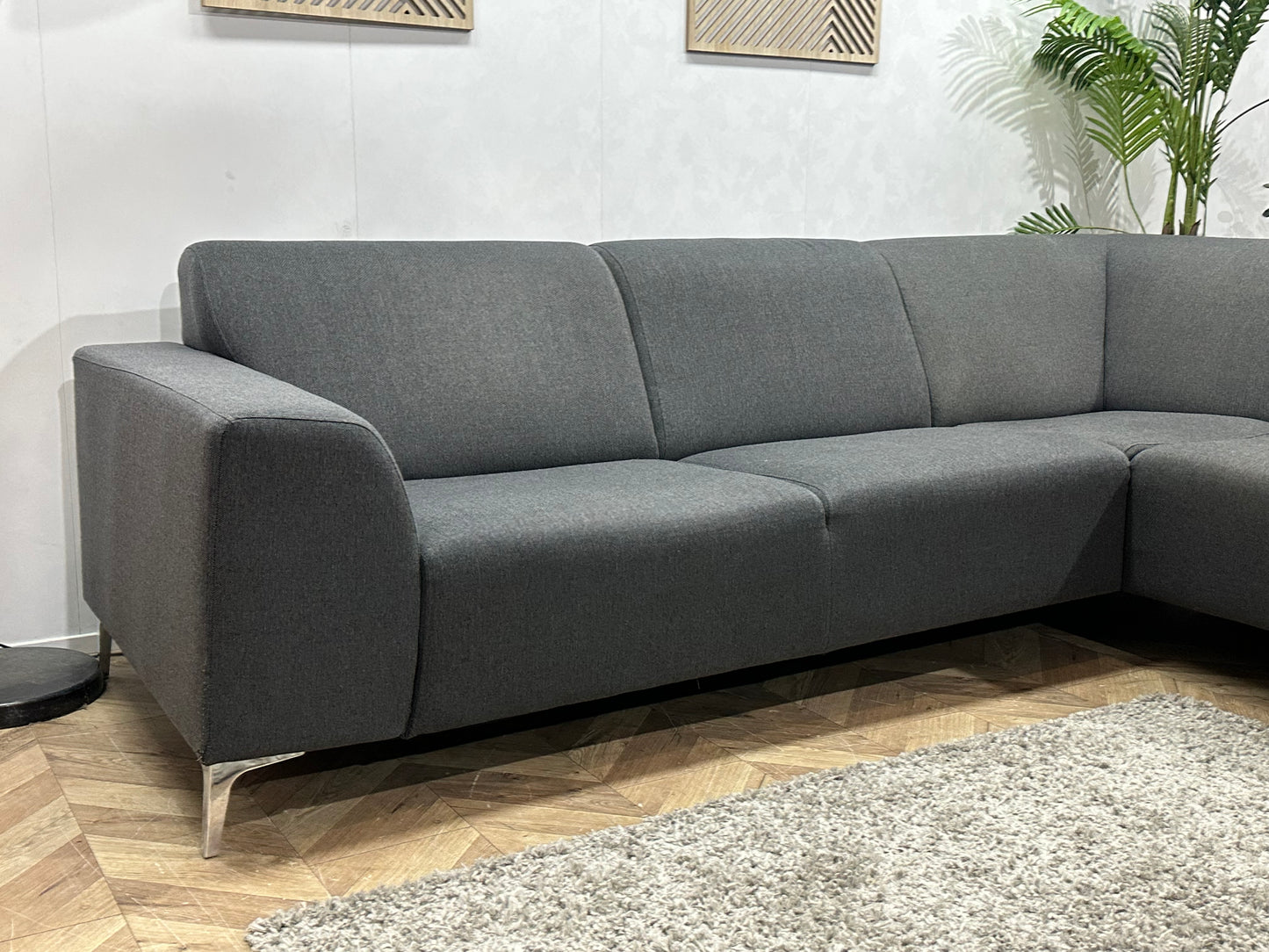 Antraciet Hoekbank ~ Vaste Kussens