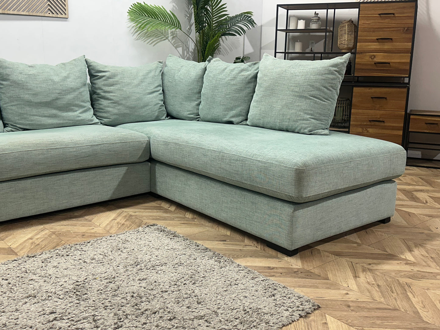 Burhens Licht Blauwe Ruime Hoekbank Inc Fauteuil ~ Losse Kussens Met Afneembare Hoezen