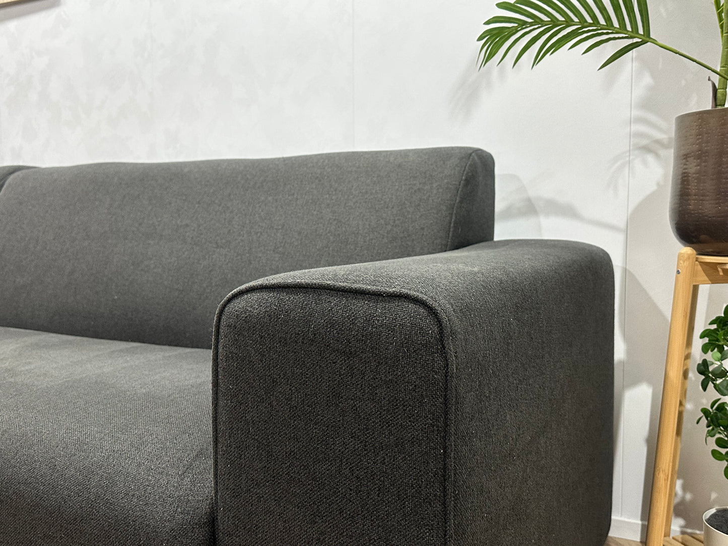 Antraciet Hoekbank ~ Vaste Kussens