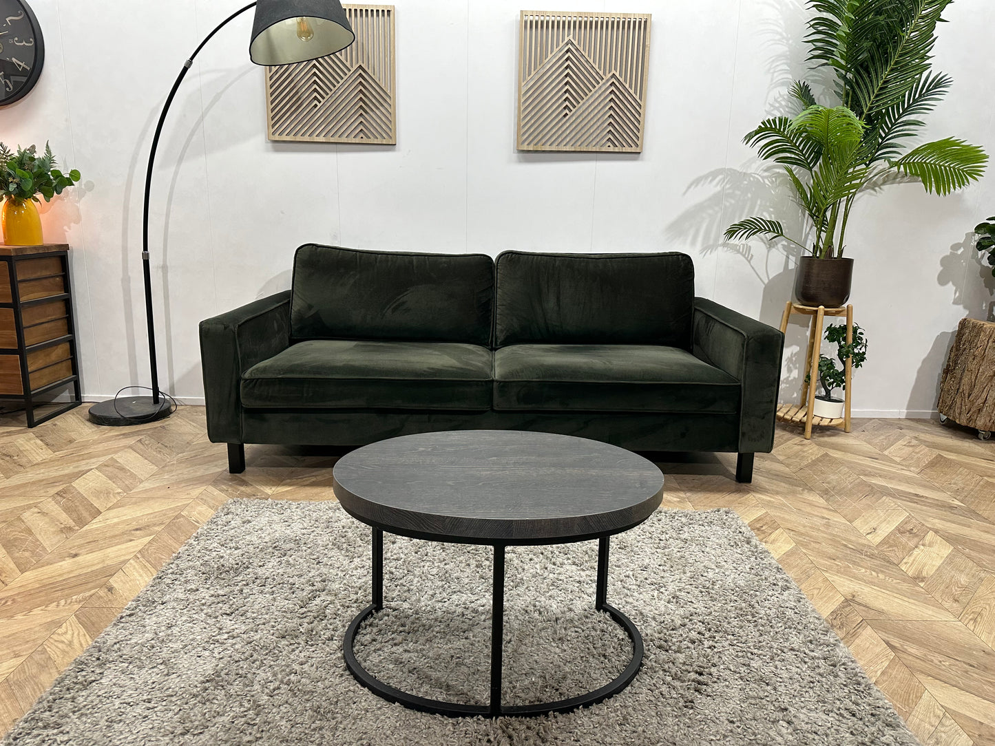 Groene Velvet Stof 2.5-Zits Bank ~ Losse Kussens Met Afneembare Hoezen