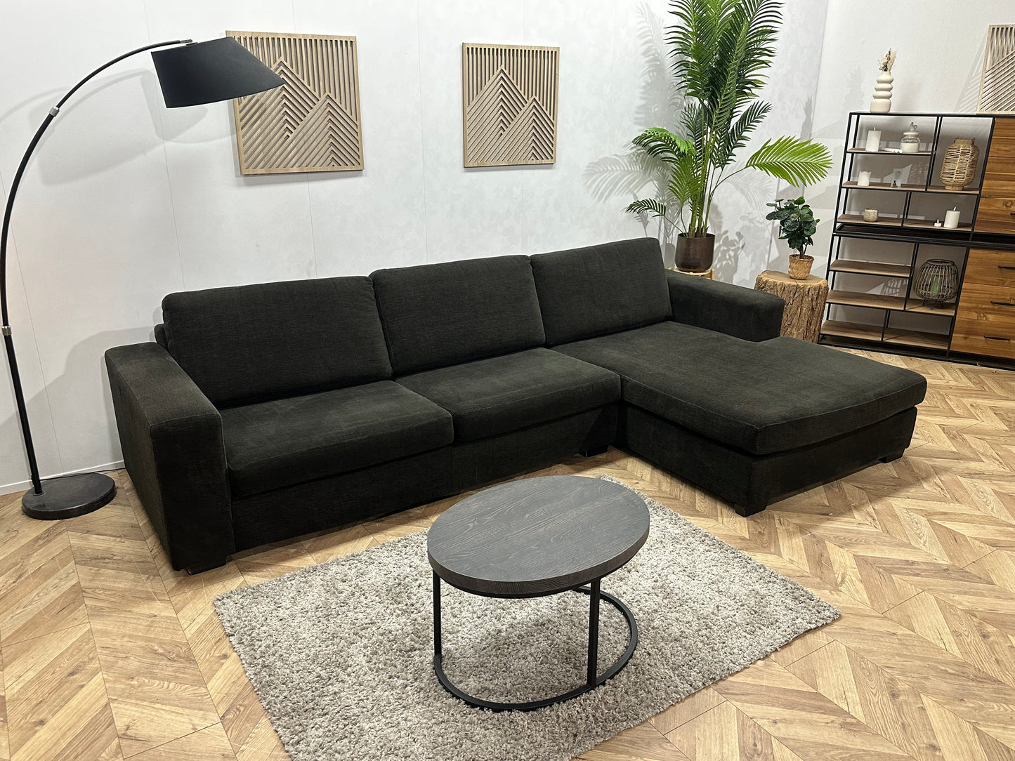 Antraciet Suède Stoffen Hoekbank ~ Losse Kussens Met Afneembare Hoezen