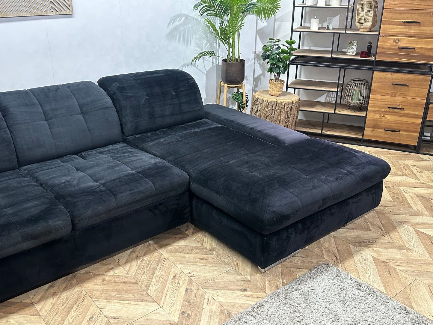 Zwarte Velvet U Bank ~ Uitschuifbare Rugleuningen