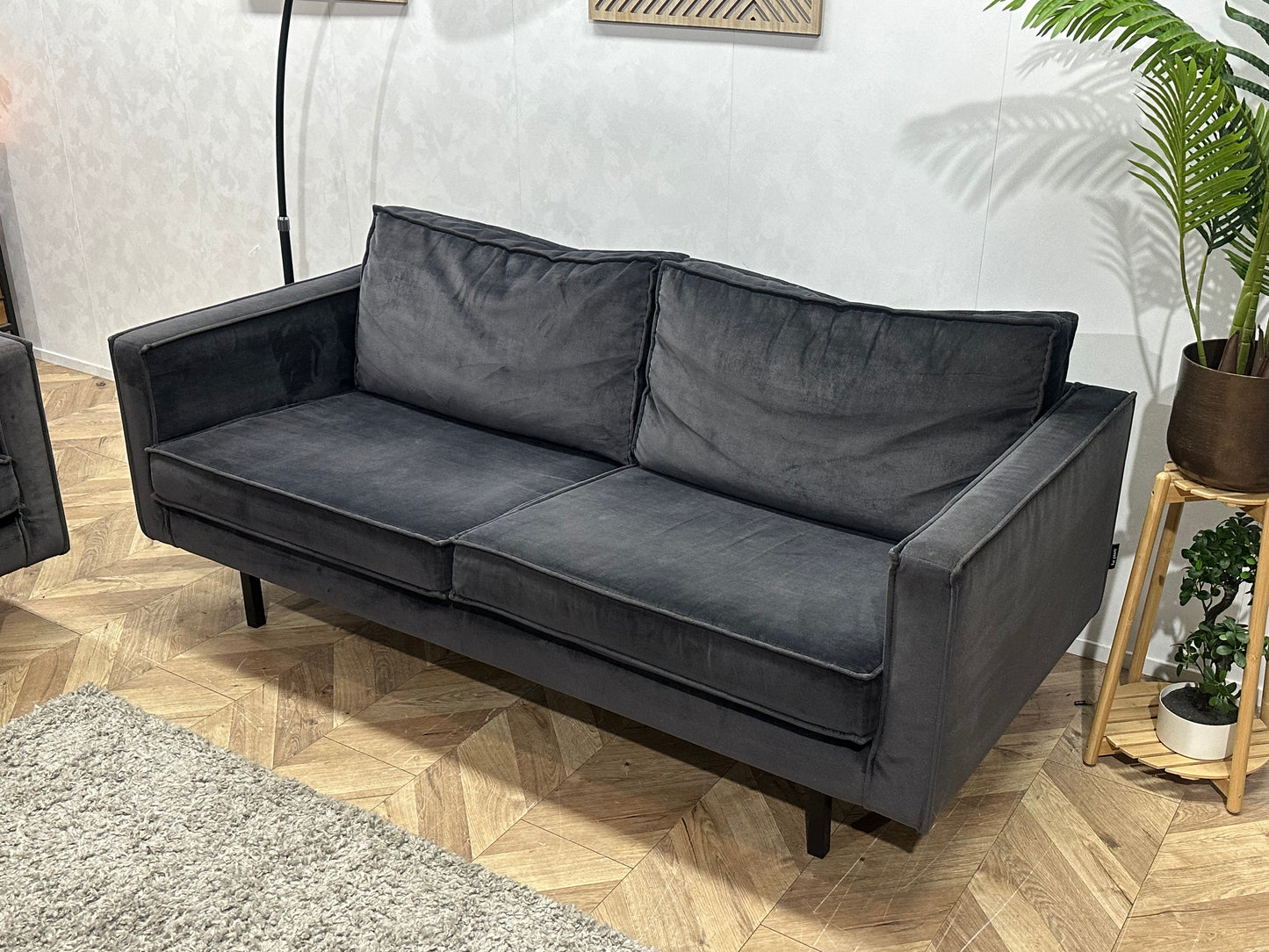 Be Pure Antraciet Velvet Banken Set ~ Losse Kussens Met Afneembare Hoezen