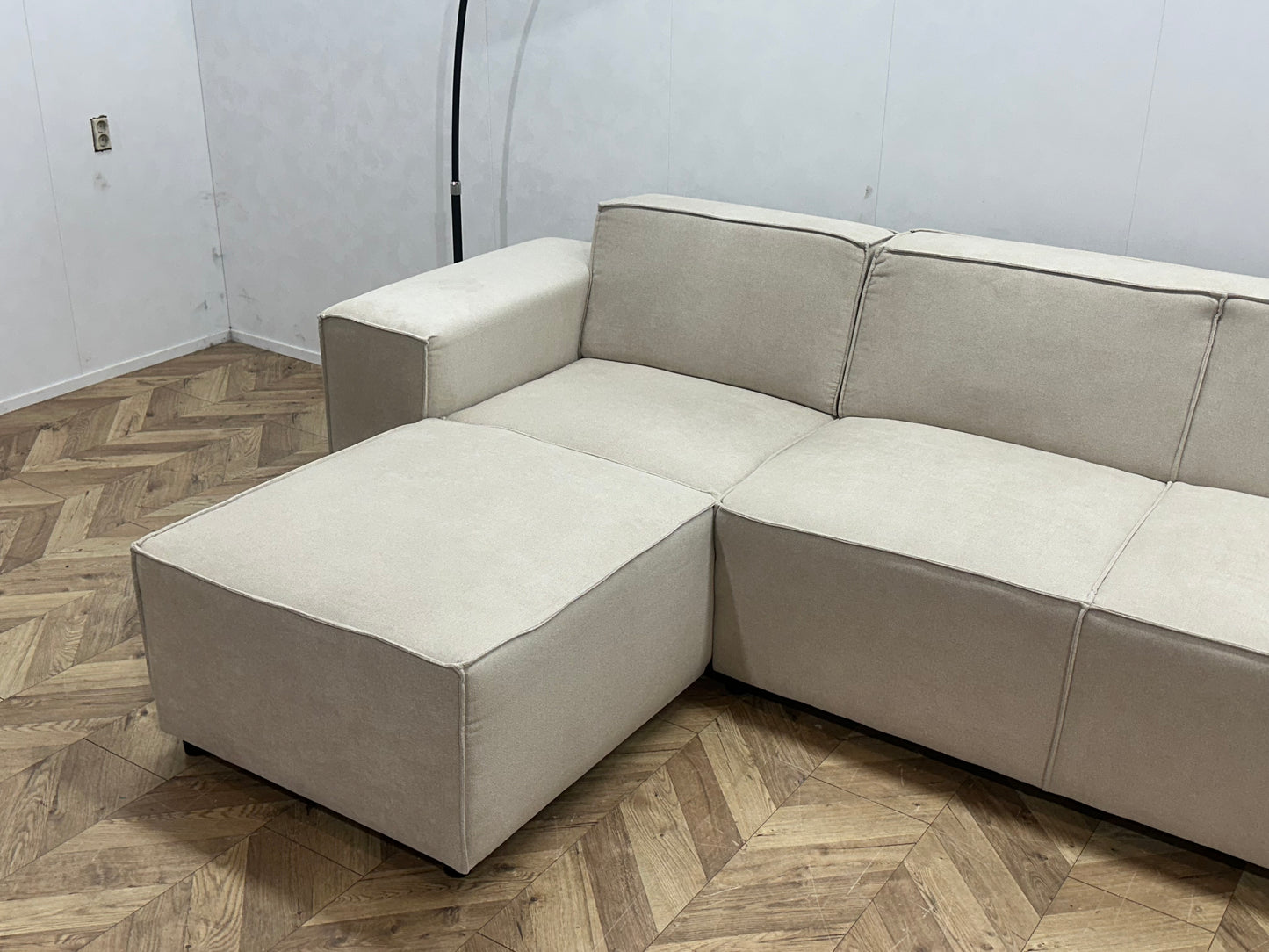 !Showroommodel! Crème Suede Stoffen U Bank