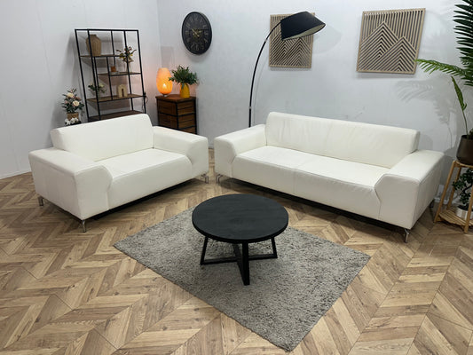 Montèl Witte Leather Look Banken Set ~ Vaste Kussens
